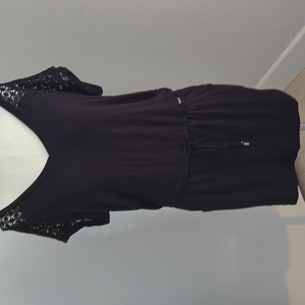 Black Crochet and Jersey Swim Cover-up SZ Small